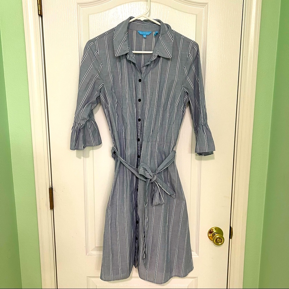 Draper James Striped Button Down Shift Dress with Belt